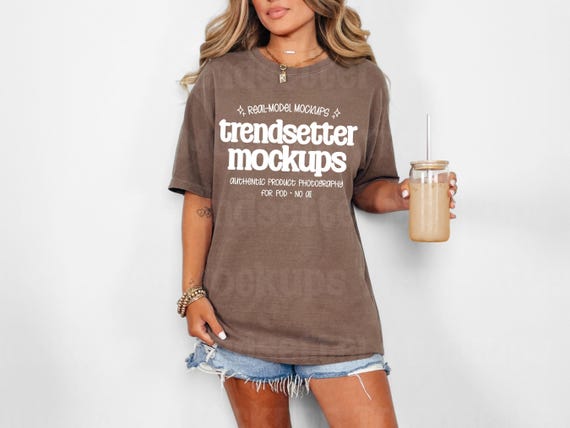 ROAD×canvas Wname lloncloss top Comfort Colors 1717 Espresso T-shirt Mockup, Trendy CC1717