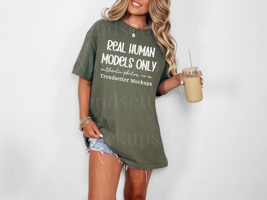 Comfort Colors 1717 Sage Mockup, CC1717 Tshirt Mock, Real Model - Etsy