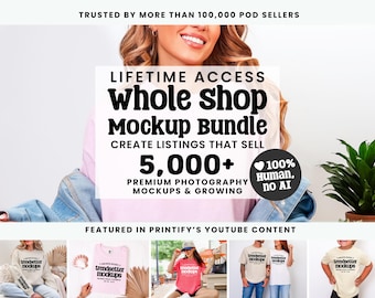 Whole Shop Mockup Bundle: CC1717 G18000 Comfort Colors Gildan Bella Canvas, Real Models