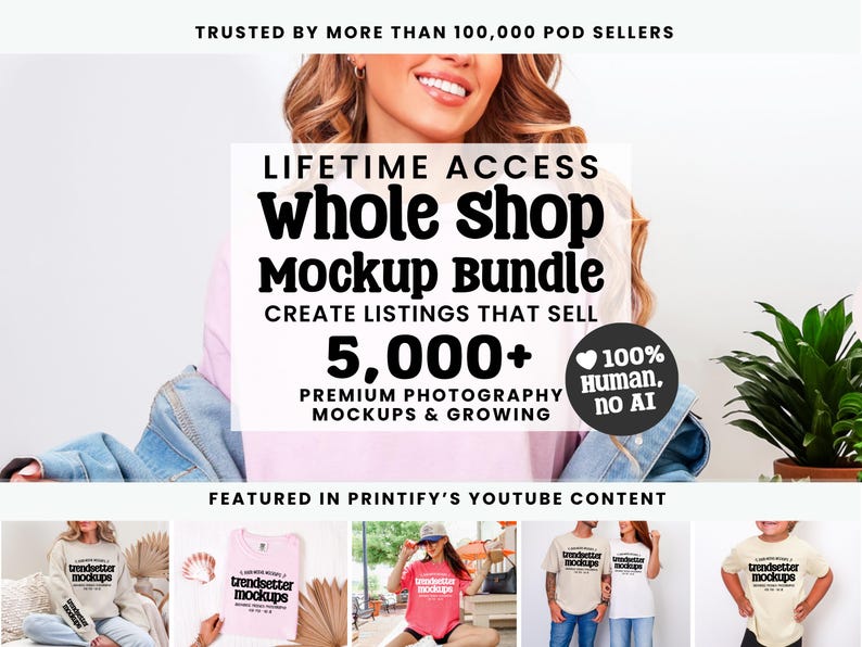 Whole Shop Mockup Bundle: CC1717 G18000 Comfort Colors Gildan Bella Canvas, Real Models image 1