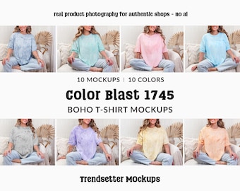 Color Blast T-Shirt Mockup Bundle: Boho Comfort Colors 1745, Real Model