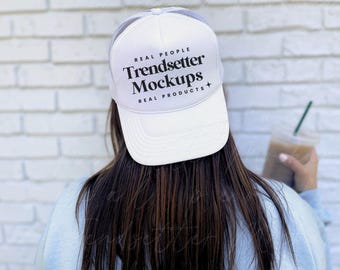 Otto Trucker Cap Mockup, 39-169 White Baseball Hat Mockup, Mesh Hat Mock-up, Trendy Minimalist Mock, Real Person Model