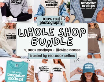 Whole Shop Mockup Bundle | Real Model Mock-ups of Popular T-shirts & Sweatshirts like Bella Canvas, Gildan, Comfort Colors. No AI.
