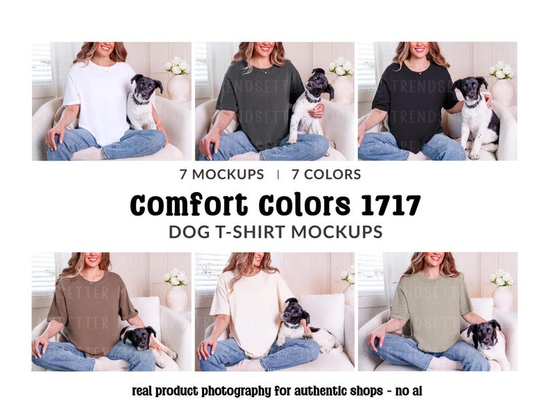 Comfort Colors 1717 Dog Mockup Bundle, CC1717 Pet T-shirt Mocks, Real Model image 1