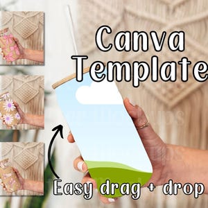 16 Unzen Libbey Glasdose Mockup, Boho Canva Vorlage (Digitaler Download)