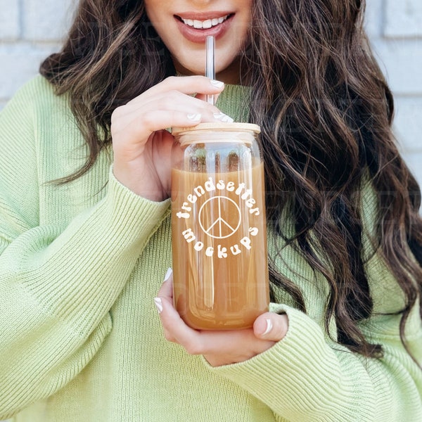 16oz Glass Can Mockup, Clear Glass Beer Can Mock-up, Libbey Glass Mockup, Boho Glass Can Mock up, Product Mockup, High Quality PNG