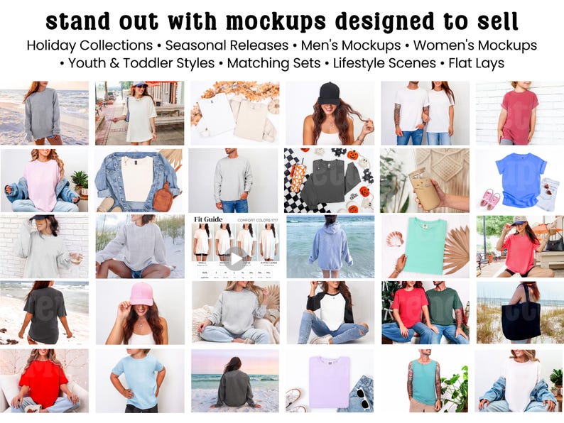 Whole Shop Mockup Bundle: CC1717 G18000 Comfort Colors Gildan Bella Canvas, Real Models image 4