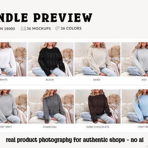 Gildan 18000 Sleeve Mockup Bundle: Boho G18000 Sweatshirt Mocks, Real Model image 2