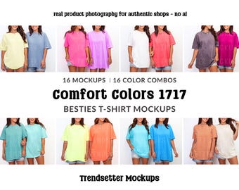 Paquete de maquetas Comfort Colors 1717, camisetas a juego para mejores amigas CC1717, modelos reales