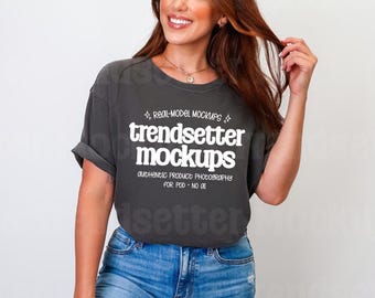 Maqueta de Comfort Colors 1717 Pepper, camiseta CC1717, Minimalist Studio