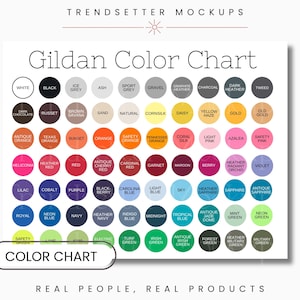 Tabla de colores Gildan, Tabla de colores Gildan 5000, Tabla de colores Gildan 2000, Tabla de colores Gildan, Guía de colores de camisetas, Tabla de colores de sudaderas Gildan