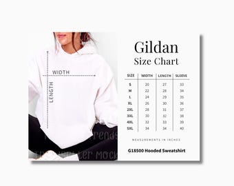 Gildan 18500 Hoodie Size Chart, G18500 White Hooded Sweatshirt, Real Person Model