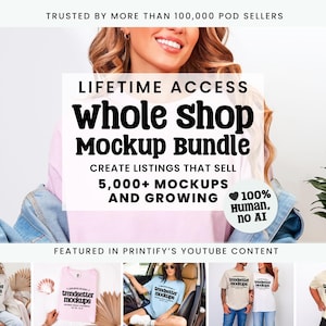 Whole Shop Mockup Bundle: CC1717 G18000 Comfort Colors Gildan Bella Canvas, Real Models