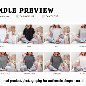 Gildan 64000 T-Shirt Mockup Bundle, G64000 Oversized Tee Mock-ups, Boho Lifestyle, Real Model image 2