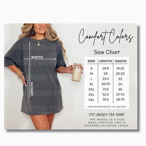 Comfort Colors 1717 Size Chart, Oversized T-Shirt Measurements, Real Human Model