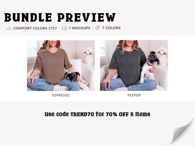 Comfort Colors 1717 Dog Mockup Bundle, CC1717 Pet T-shirt Mocks, Real Model image 3