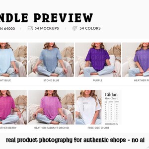 Gildan 64000 T-Shirt Mockup Bundle, G64000 Oversized Tee Mock-ups, Boho Lifestyle, Real Model image 8
