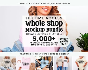 Whole Shop Mockup Bundle: CC1717 G18000 Comfort Colors Gildan Bella Canvas, Real Models