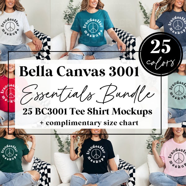 Bella Canvas 3001 Mockup Bundle, BC3001 New Shop Essentials Collection, Popular High-Quality Tee Shirt Mock-ups, New Shop Bundle