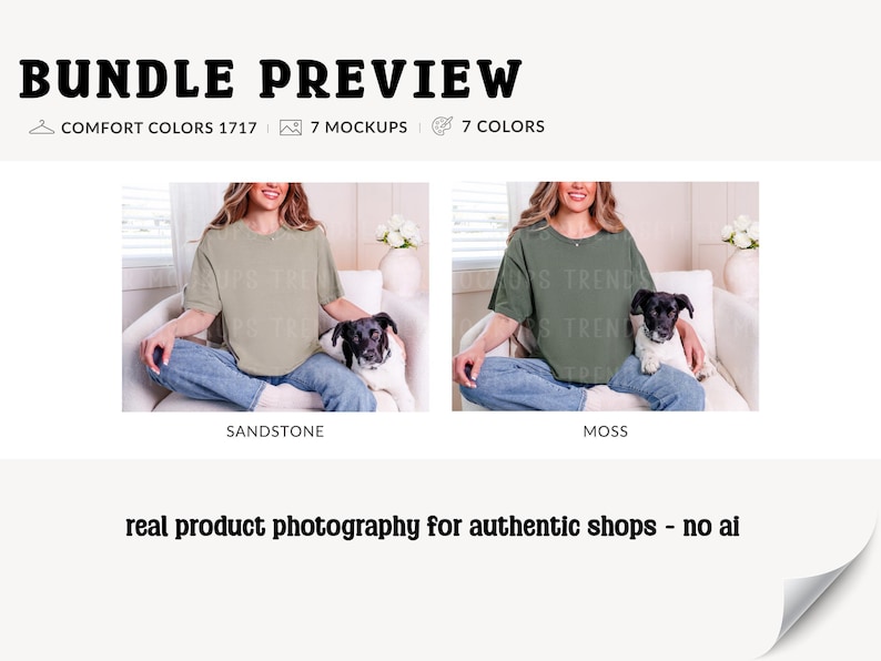 Comfort Colors 1717 Dog Mockup Bundle, CC1717 Pet T-shirt Mocks, Real Model image 4