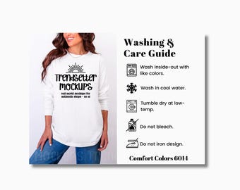 Comfort Colors 6014 Care Guide, C6014 Long Sleeve T-Shirt, Real Model (Digital Download)