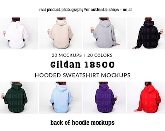Gildan 18500 Hoodie Mockup Bundle: G18500 Back View, Real Model