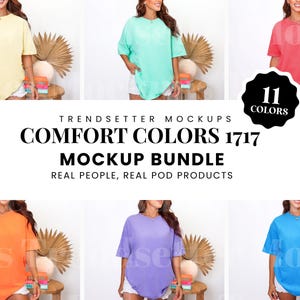 Comfort Colors 1717 Tshirt Mockup Bundle | CC1717 Tee Shirt Mockup Collection | Real Person Model | Bright Summer Beach Aesthetic