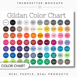 Tabla de colores Gildan para camisetas y sudaderas (descarga digital PNG)