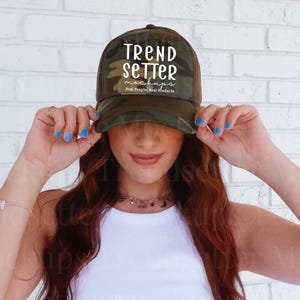 Otto 83-1657 Camo Hat Mockup | Camoflauge Otto Trucker Hat Mockup | Mesh Hat Mock-up | Real Model | Trendy Summer Aesthetic