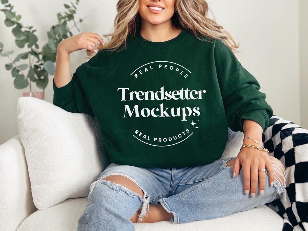 Gildan 18000 Forest Mockup, G18000 Crewneck Sweatshirt Boho
