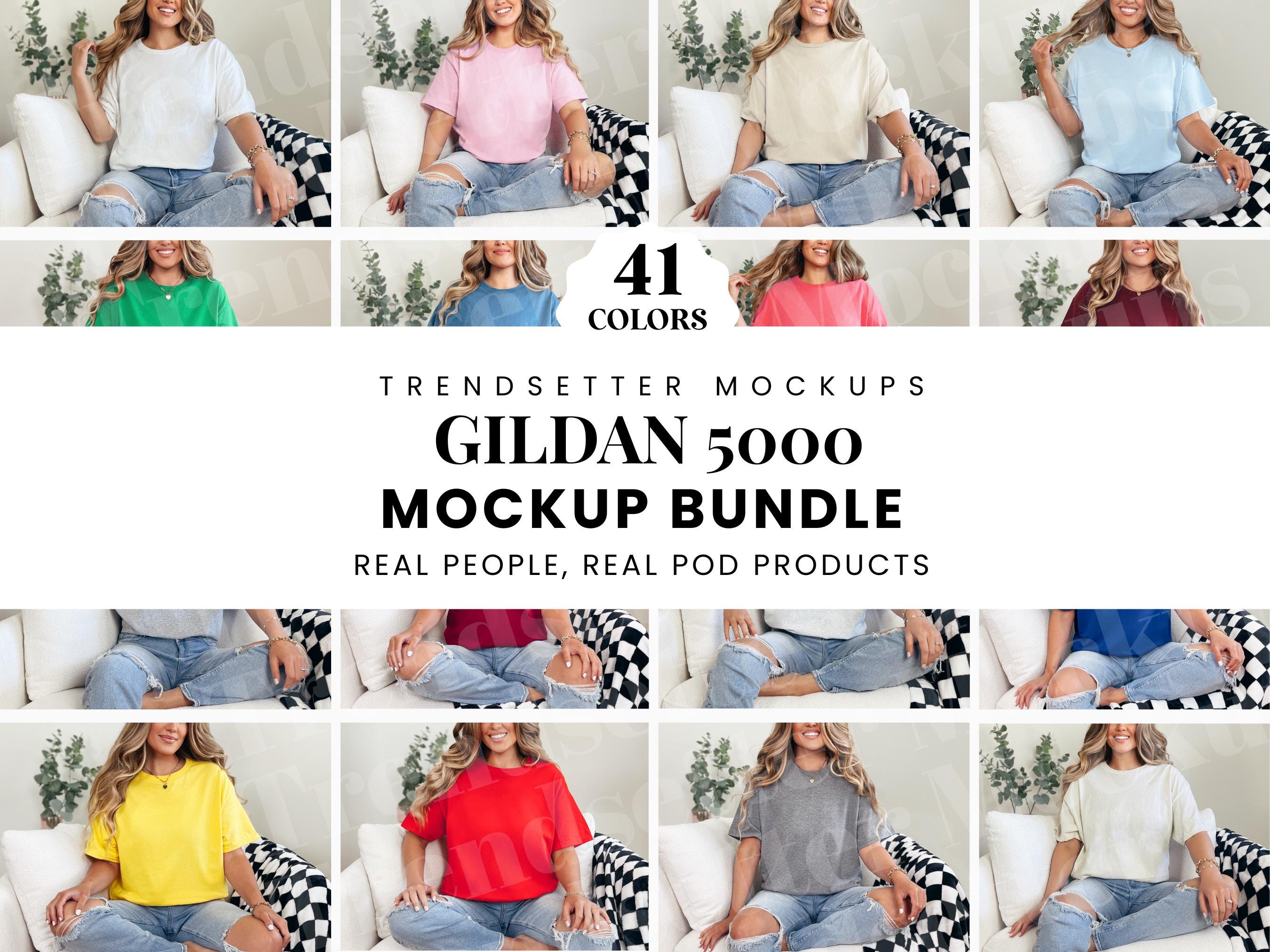 Gildan 5000 Mockup Bundle, G500 New Shop Essentials Collection, Popular High-Quality Tee Shirt Mock-ups, New Shop Bundle, Real Person Model