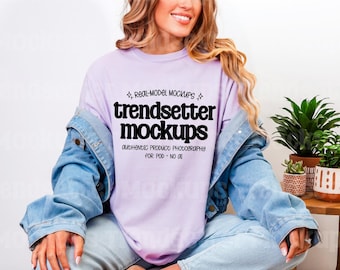 Comfort Colors 1717 Orchid Mockup, CC1717 T-Shirt, Casual Lifestyle