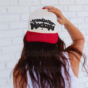 Otto 39-169 Trucker Hat Mockup, rode natuurlijke mesh pet, echt modelnr. AI