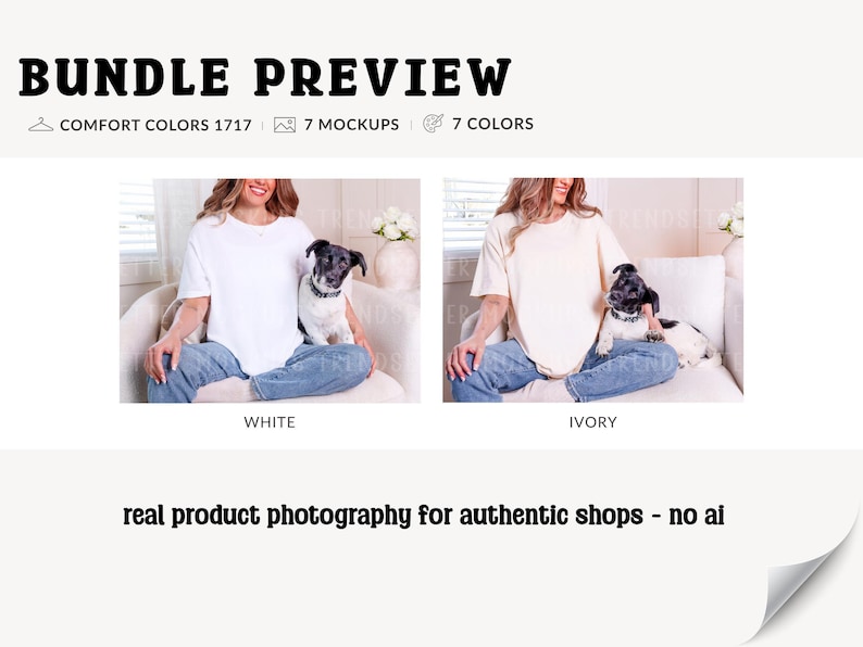 Comfort Colors 1717 Dog Mockup Bundle, CC1717 Pet T-shirt Mocks, Real Model image 2