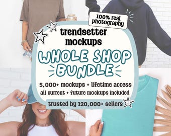 Whole Shop Mockup Bundle, Entire Shop Pass: Comfort Colors, Gildan, Bella Canvas and More - Lifetime Access to Real Model Mock-ups