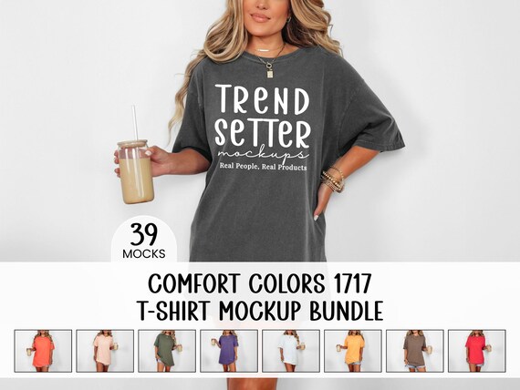 Comfort Colors 1717 Tshirt Mockup Bundle: 39 CC1717 Mockups for POD Sellers, Real Person Model - No AI