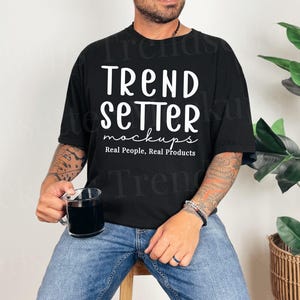 Comfort Colors 1717 Black Mockup, Mens CC1717 T-Shirt, Real Person Model image 1