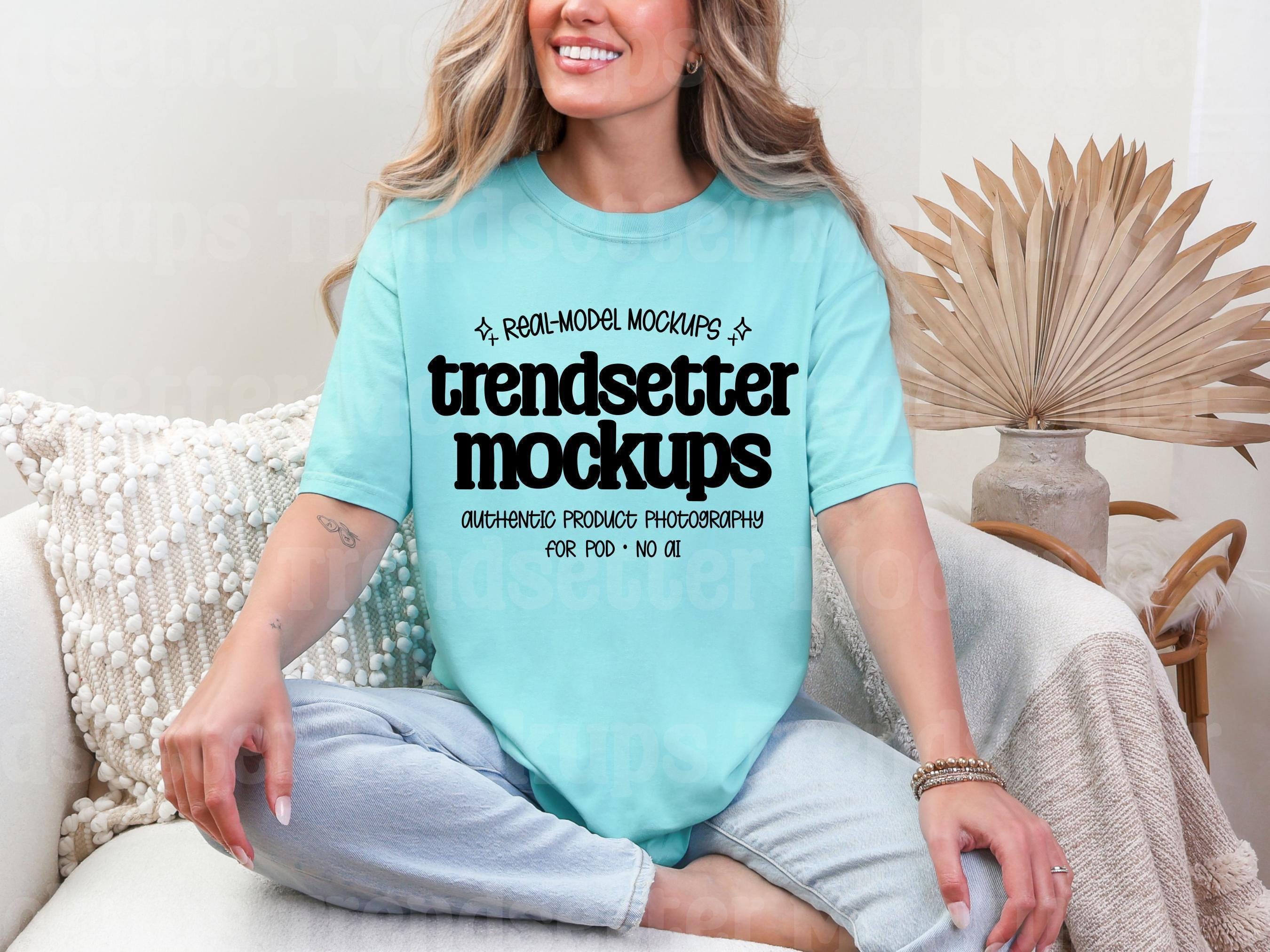 Comfort Colors 1717 Chalky Mint T-shirt Mockup, CC1717 Oversized