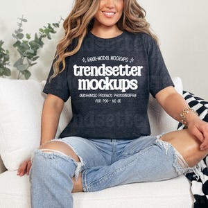 Dark Grey Heather BC3001 Mockup, Bella Canvas 3001 T-Shirt, Real Model Photo (Instant Download)