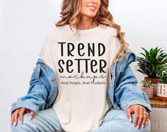 Comfort Colors 1717 Ivory Mockup, CC1717 T-Shirt, Casual Lifestyle