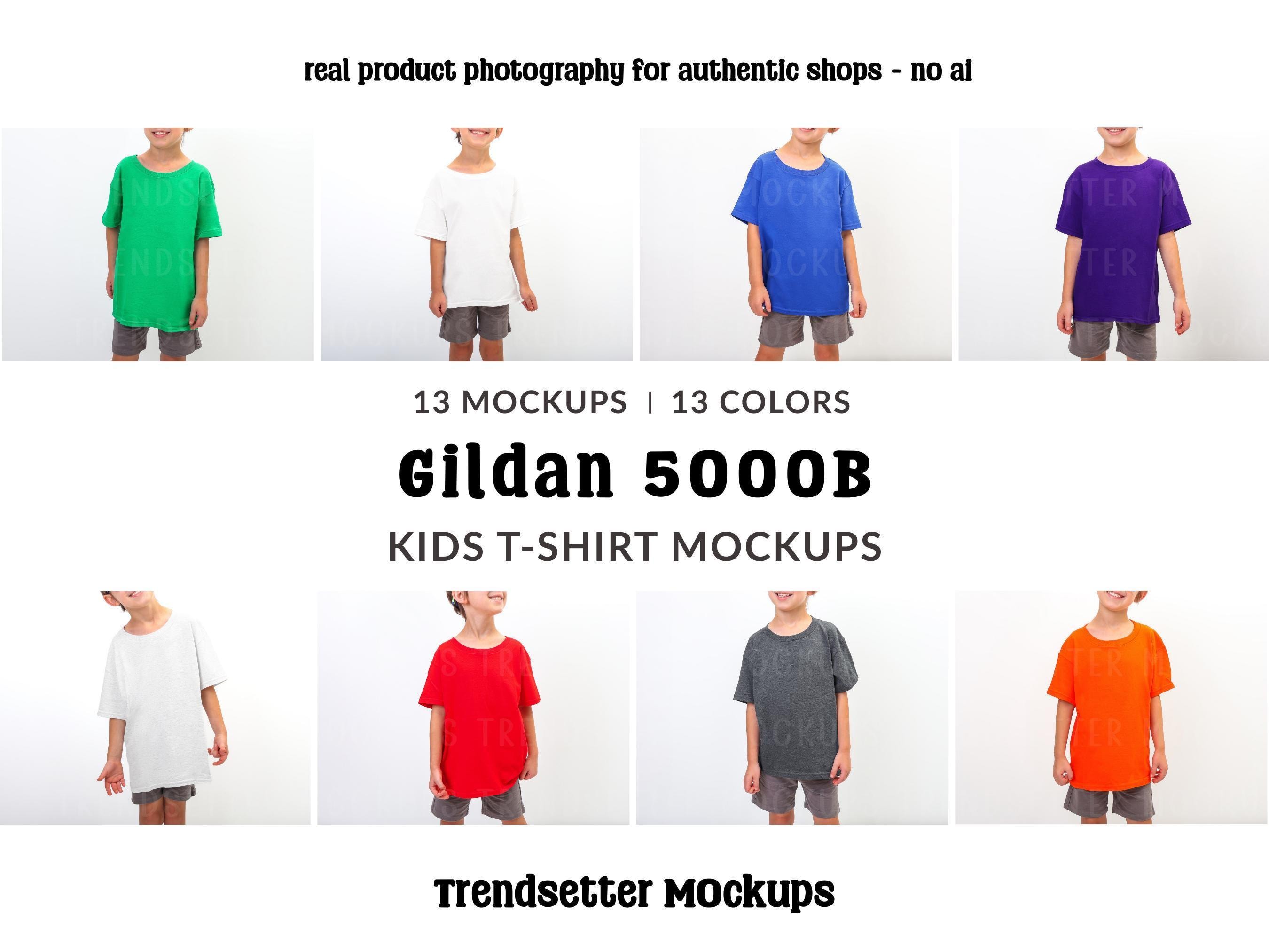 Gildan 5000B Youth Mockup Bundle | G5000 Kids Tee Shirt Mocks | Real ...