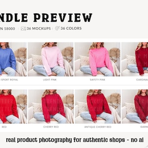 Gildan 18000 Sleeve Mockup Bundle: Boho G18000 Sweatshirt Mocks, Real Model image 4