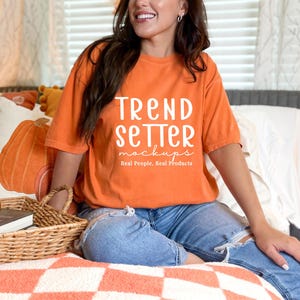 Comfort Colors 1717 Burnt Orange Mockup, CC1717 Halloween Mock-up, Fall Crewneck Mockup, Thanksgiving Aesthetic Mockup, Real Person Model