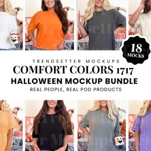 Comfort Colors 1717 Halloween Mockup Bundle, CC1717 Spooky Season Tshirt Collection, Trendy Fall Shop Bundle, Unisex Oversized Tee Mock-ups