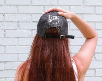 Black Otto Vintage Cap Mockup | Otto 18-1248 Hat Mockup | Cotton Hat Mockup | Back of Hat Mock | Real Human Model | Trendy Summer Aesthetic