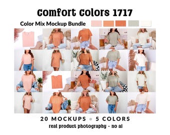 Comfort Colors 1717 Mockup Bundle, CC1717 Boho T-Shirt Mocks, Real Person Model