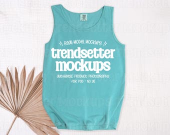 Comfort Colors 9360 Seafoam Mockup, CC9360 Tank Top, Trendy Summer Flat Lay Mock-up, No AI