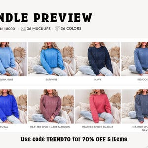 Gildan 18000 Sleeve Mockup Bundle: Boho G18000 Sweatshirt Mocks, Real Model image 3