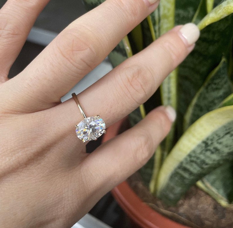 3.5CT Oval Cut Moissanite Rings/ shops 14k White Gold Solitare Ring / Vintage Ring Engagement Rings