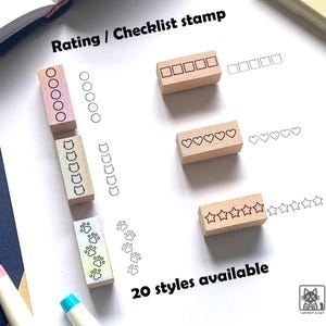 Tampon 5 étoiles | Tampon d'évaluation de livre Tampon d'évaluation de 5 coeurs, tampon de liste de contrôle, tampon de liste de tâches, tampon astérisque, tampon de bullet journal chat